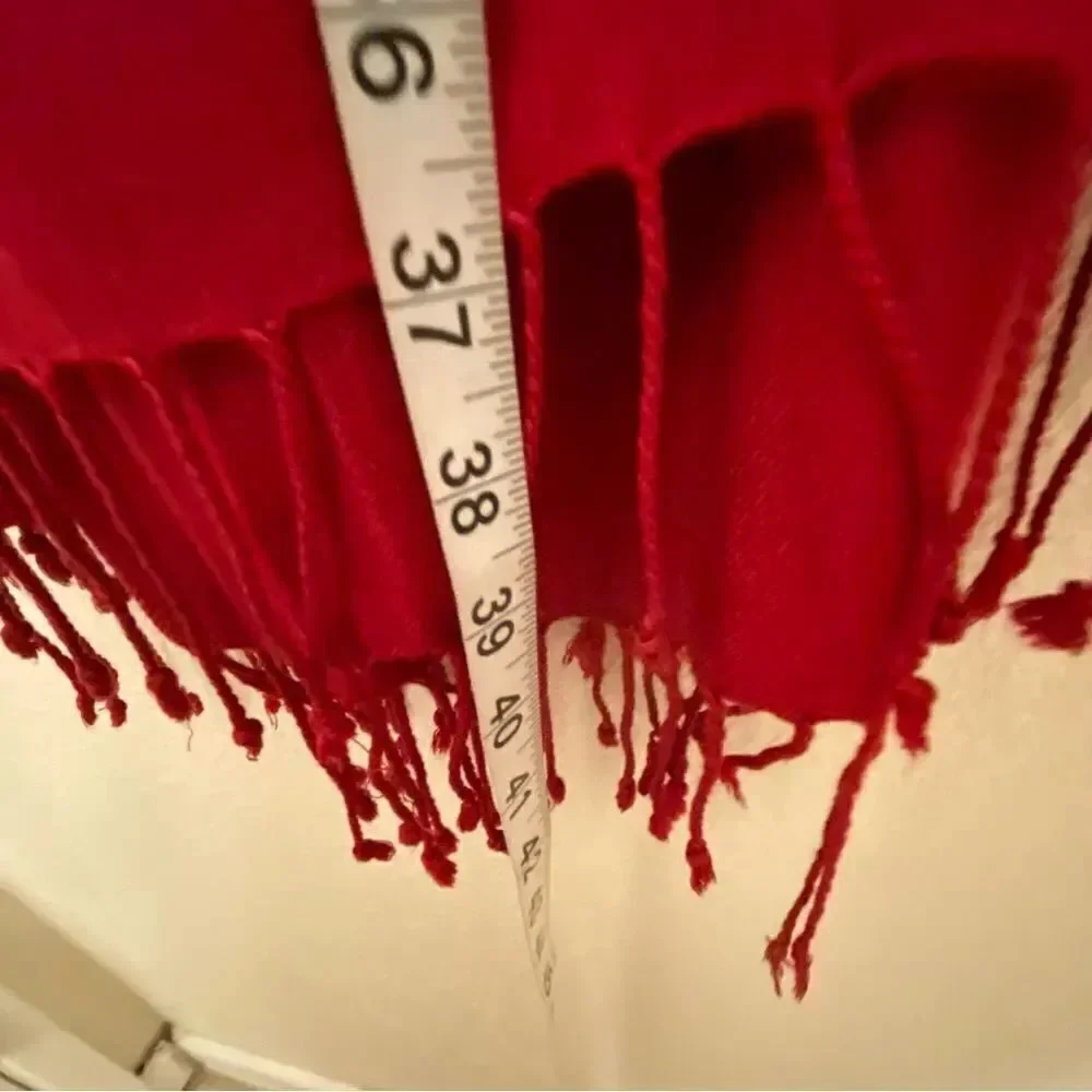 Loft 100% rayon red Oversized large Scarf wrap pashmina fringe trim 30x80
